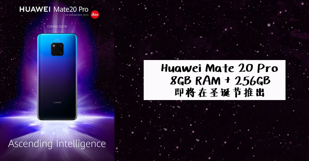 华为 Mate 20 系列再添成员，最新 Huawei Mate 20 Pro 8GB RAM + 256GB 即将面世！