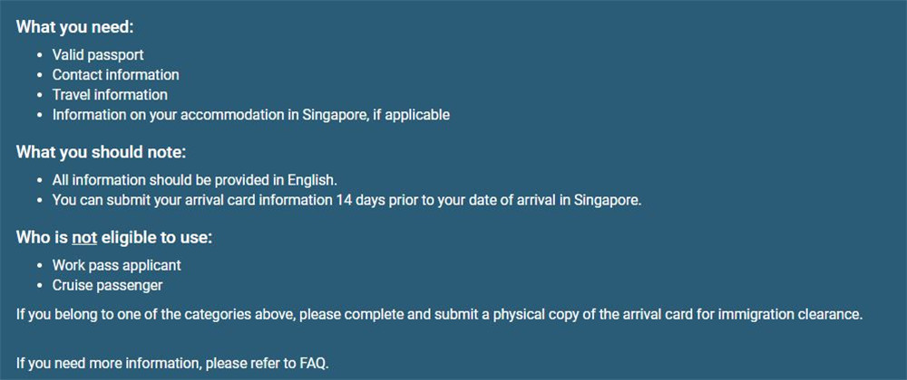 SG Arrival Card