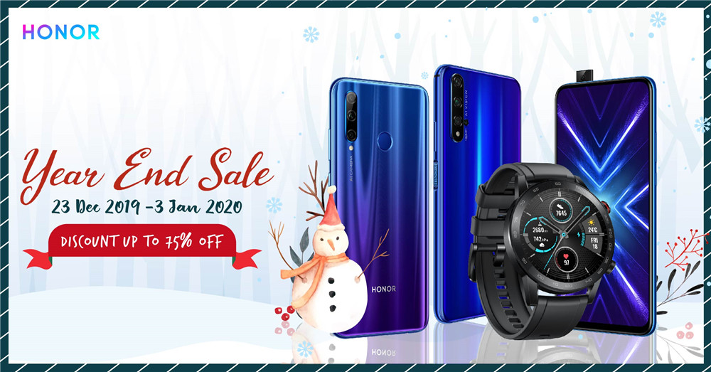 【不得错过的好康】 HONOR 年终大 促销 ，你可享有折扣高达75% ！凡购买MagicWatch 2 还送100令吉优惠券！